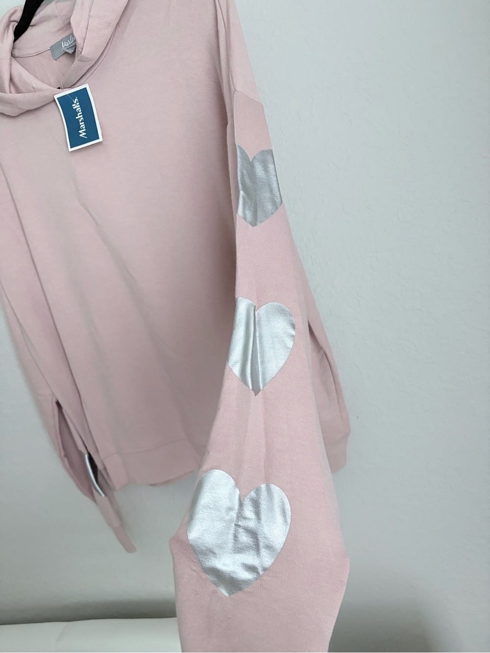 Marled Reunited Clothing Blush Pink Hooded Long-Sleeve Sweatshirt with Silver
